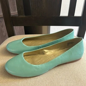 Seychelles Women’s Leather Round Toe Slip On Flats Teal Blue Gold Size 9.5 - Picture 1 of 11