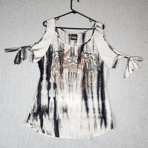 Vintage Harley-Davidson Motorcycle Womens Embellished Tank Top Rhinestones Large - Picture 1 of 15