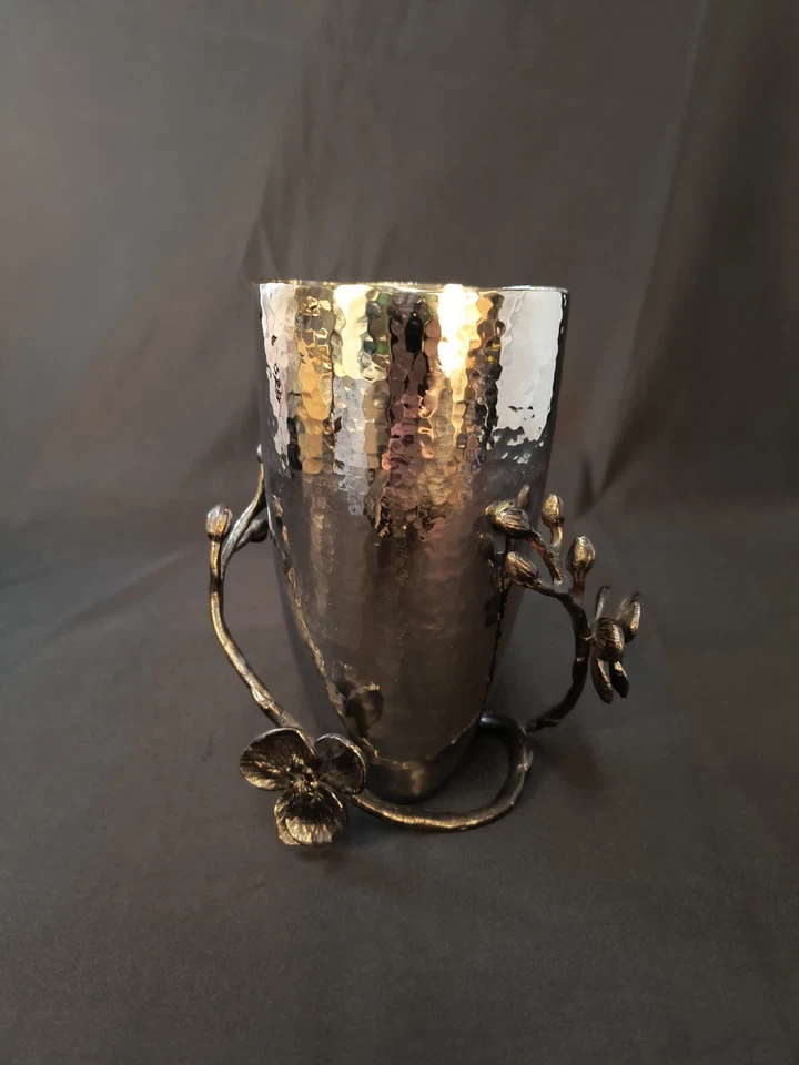 Florero Michael Aram Negro Orquídea Martillado Textura Inoxidable 6.75" BONITO Foto 1 de 4