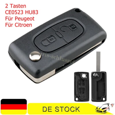 Klapp Schlüssel 2Tasten Gehäuse HU83 CE0523 für Peugeot 207 307 308 407 807 5008 - Bild 1 von 4
