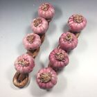2 X Unusual Ceramic Majolica Pink Garlic Plaits Not Fruit Sculpture Ornament