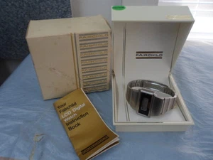 Vintage Fairchild Edelstahl Herren Zeitband Quarz LCD Uhr FC1337 1337 - Bild 1 von 6