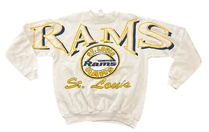 Los Angeles Rams Sweatshirt Cliff Engle Medium Mens White Vintage - Picture 1 of 6