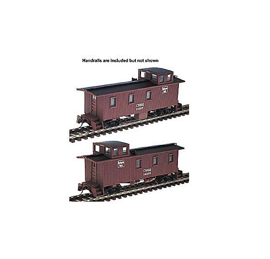 HO WALTHERS 932-27503 30' WOOD CABOOSE 3 WINDOW CUPOLA 2-PK BURLINGTON ROUTE - Image 1 of 1