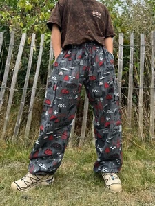 Hippie Unisex One size Mushroom Print Trousers | Festival Cotton Eco friendly - Picture 1 of 3