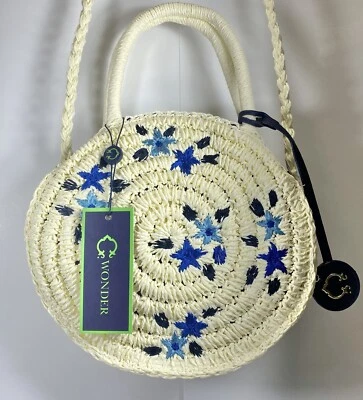 Nuevo con etiquetas Bolso Bandolera Redondo Paja Tejido Natural Pequeño Bolso de Hombro Cartera Foto 1 de 4