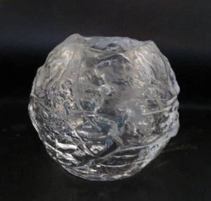 Vtg Crystal Ice SNOWBALL Glass CANDLE Classic Votive Tealight Holder 3" Wedding - Picture 1 of 3