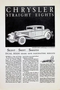 VINTAGE 1930er Printanzeige ~ Chrysler Straight Eights ~ Silent...Swift...Smooth - Bild 1 von 1