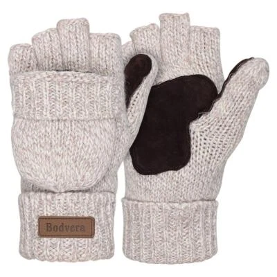 Thermal Insulation Fingerless Texting Wool Gloves Winter Warm Knitted Mittens - Image 1 of 4