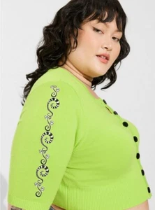 Suéter Torrid Beetlejuice Encogerse de hombros Verde Nuevo con Etiquetas Nuevo 0X - Imagen 1 de 11