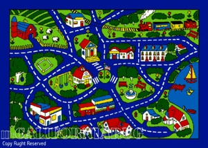 5x7 Area Rug Play Road Driving Time Street Map Car Kids City Fun Time  BLUE New - Picture 1 of 1