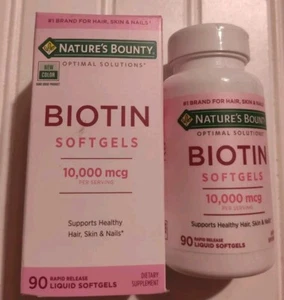 NEW Nature’s Bounty Biotin 10,000 mcg Hair Skin & Nails 90 Liquid Softgels 5/27 - Picture 1 of 1