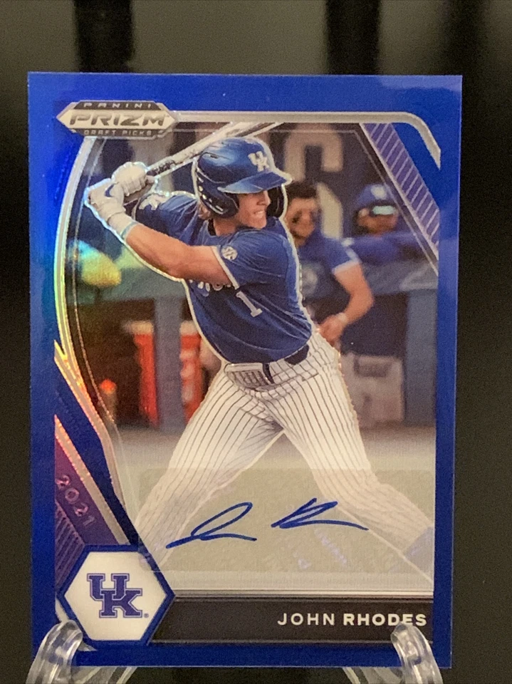 John Rhodes Auto /99 2021 Panini Prizm Draft Picks Blue Prizm PDP76 Orioles - Image 1 of 3