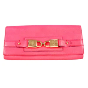 Juicy Couture Clutch Tasche Gold Schloss Rosa Leder Umschlag 198 $ - Bild 1 von 12