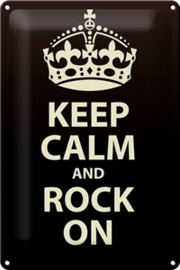 Blechschild Spruch 20x30 cm Keep Calm and rock on Geschenk Deko Schild tin sign - Picture 1 of 5