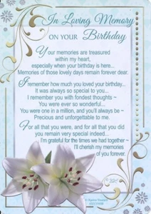 Memorial Grave Card IN LOVING MEMORY ON YOUR BIRTHDAY Sentimental Verse Memoriam - Picture 1 of 6