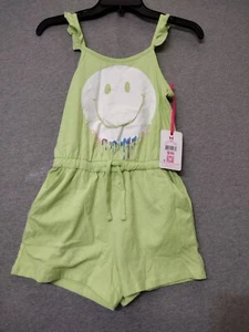 Justice Girls Green Smily Face Fash Ruffle Romper Size M (10) - Picture 1 of 11