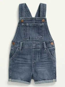 Toddler Shortalls Old Navy Unisex Medium-Wash Jean Blue Denim Size 5T - Picture 1 of 4