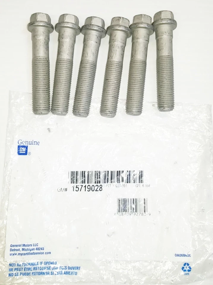 (6) GM 15719028 Front Wheel Hub Bolts 99-15 Silverado Tahoe Suburban Made in USA - Image 1 of 1