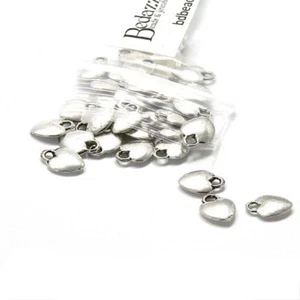5 Antik Silber Klein Klein 10mm Aufgeblasen Herz Charms Vergoldet Zinn Grundmetall - Bild 1 von 1