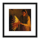 Sharp War Bonnet Native American Painting Square Framed Wall Art 8X8 In