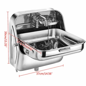 Stainless Steel Folding Sink Water Faucet Wash Basin For Caravan Boat RV Camper - Picture 1 of 11