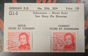 1959 Musical Stamp Error of Schumann for Schubert, Blk of 2 Stamps - Picture 1 of 6