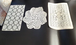 Vintage Embroidery Embroidered Bobbin Lace Crocheted Doilies Lot 3 Sizes READ - Picture 1 of 4