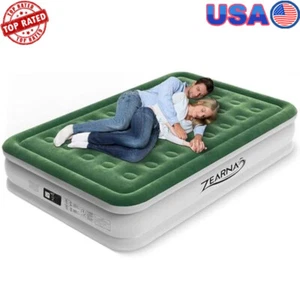 Queen Air Mattress Built in Pump Quick Inflate Waterproof Heavy Duty Camping Bed - Picture 1 of 6