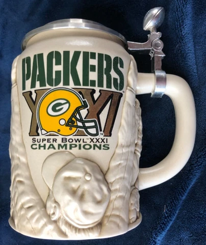 Green Bay Packers Super Bowl XXXI Beer Stein Mug Sculpted 3D High Relief by CUI Cover