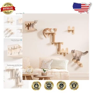 Safe and Stylish Cat Climbing Shelves for Modern Homes - Beige Wood Design - Picture 1 of 11