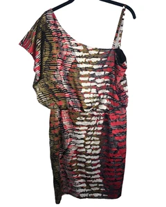 NWT $128 Jessica Simpson Cocktail Dress One Shoulder Tropical Summer Sexy Sz 10 - Picture 1 of 6