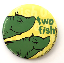 One Fish Two Fish Red Fish Blue Fish Dr. Seuss Pin 1.75" Pinback Button Rare