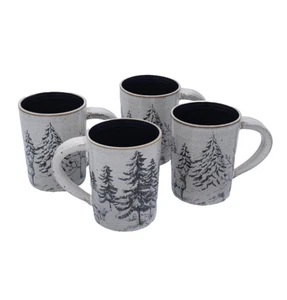Pottery Barn RUSTIC FOREST Set/4 Mugs MINT UNUSED Stoneware - Picture 1 of 6