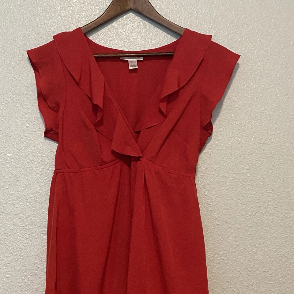 Motherhood Maternity Dress Small Red Ruffle Knee Length - Image 1 of 4