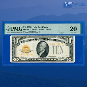 Fr.2400 1928 $10 Ten Dollars Gold Certificate, Gold Seal, PMG VF 20 #76281 - Picture 1 of 3