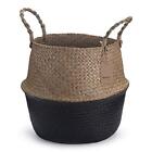 Seagrass Plant Basket with Handles Natural Woven Storage Baskets Black 9 inch...