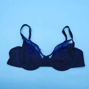 Adore Me 36C Medieval Blue Andy Unlined Demi Bra Lace Trim Underwired Lingerie - Picture 1 of 8