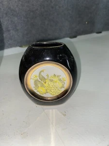 Vintage Japanese Peacock Engraved/Etched Vase in 24k Gold Ceramic/Porcelain - Picture 1 of 5