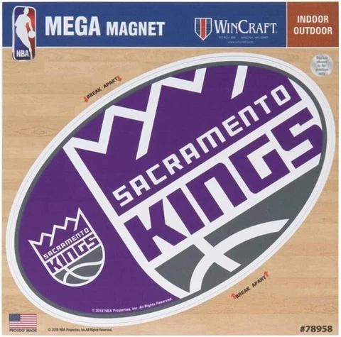 Sacramento Kings Car Truck die-cut Magnet 6 inch oval Indoor Outdoor SET OF 2 Cover