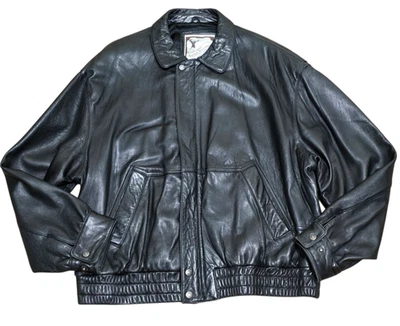 Vtg 90s Luis Alvear Men Soft Leather Jacket XL Black Bomber Coat Best Outfitters - Image 1 of 4