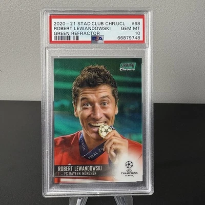 2020 Stadium Club Chrome Green Robert Lewandowski /99 #68 PSA 10 GEM MINT - Image 1 of 2