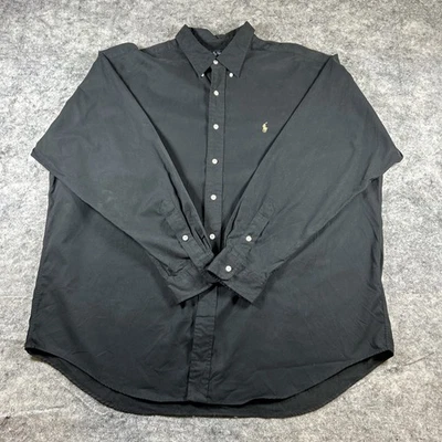 Vtg Polo Ralph Lauren Blake Button Up Shirt Mens XXL Black Long Sleeve Gold Pony - Image 1 of 4