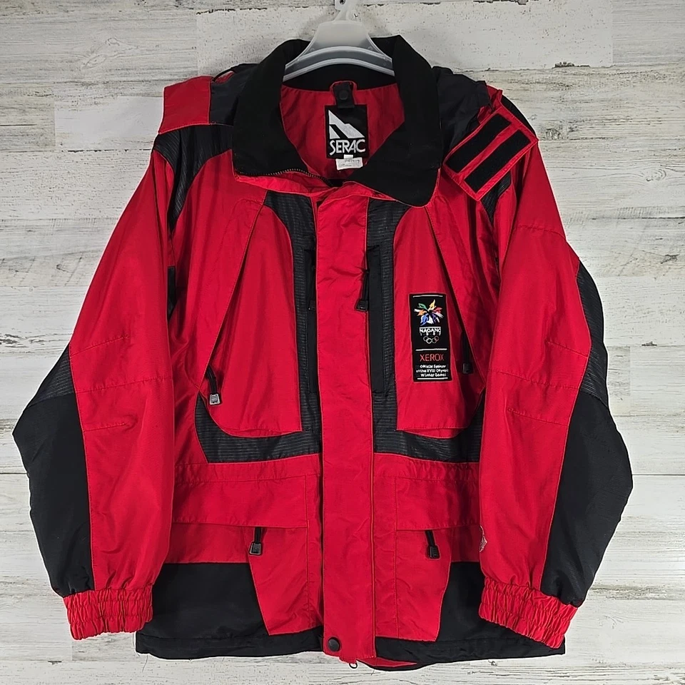 VINTAGE 90'S SERAC RED JACKET MEN'S SZ XL NAGANO OLIMPYC WINTER GAMES 1998 FLAWS - Image 1 of 4