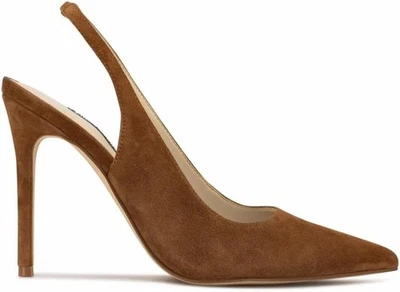 Nine West Women's Feather Pointy Toe Slingback Pumps - Suede Cognac Size 9.5 NEW - Image 1 of 4