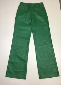 PRINCESS POLLY Green Faux Leather Light Flare Leg Pant Womens sz 4 - Picture 1 of 8
