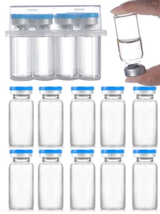 Frascos de vidrio de 20 ml - Puerto de inyección autocurativo, frascos vacíos estériles con sellado - Imagen 1 de 12