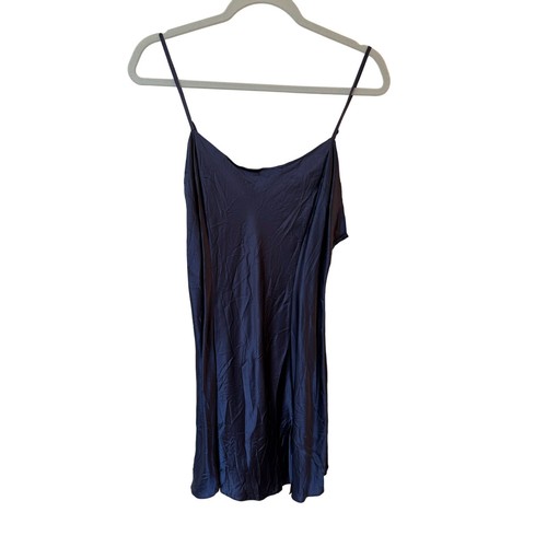 UNDERCOVER Victoria's Secret Mini Abito Slip Senza Maniche 100% Seta Blu Donna Taglia Large