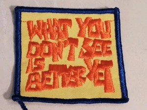 What You Don't See Is Better Yet Patch Embroidered Iron-on Orange letters yellow - Picture 1 of 6