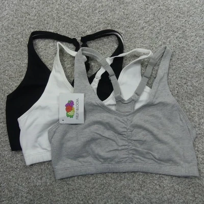 Fruit Of The Loom Sports Bras Women 36 Black Gray White Pullover Wireless 3 Pack - Image 1 of 4